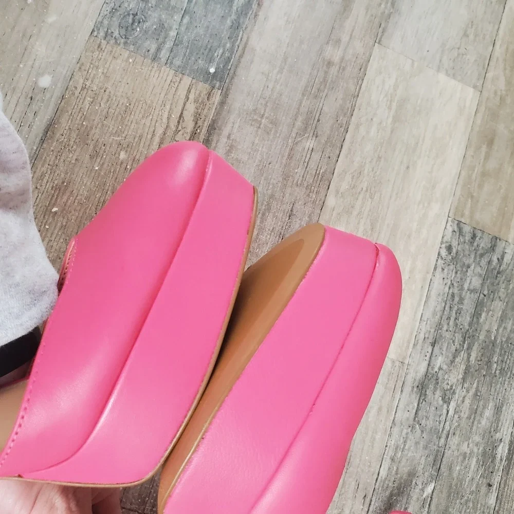 Vince Camuto Patrissya Womens Platform Pump Sz 7 M Block Heel Flamingo Leather